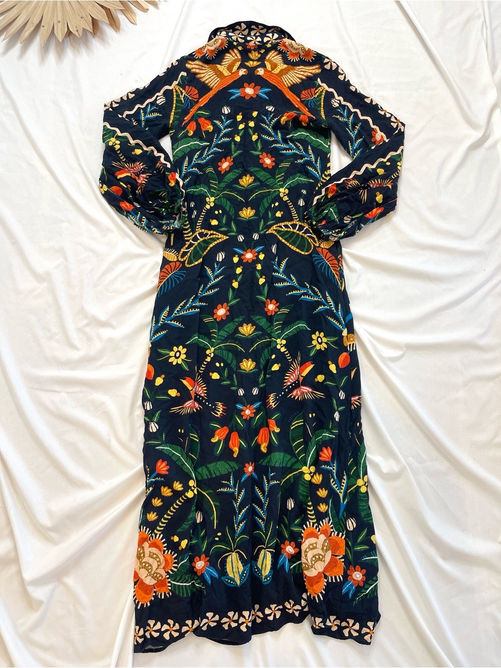 Farm Rio x Anthropologie Floral Long Sleeve Button Front Midi Maxi Shirt Dress - Picture 8 of 9